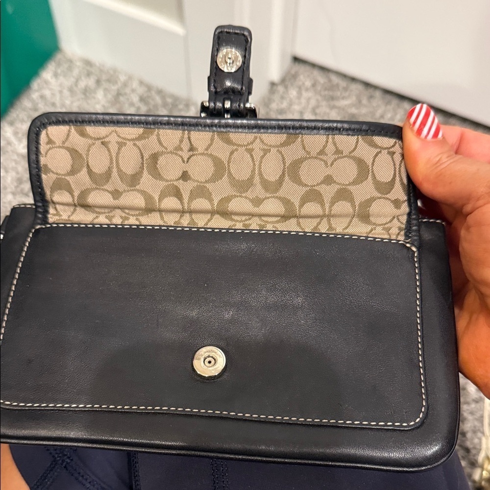 Coach leather Elegant Black Clutch wristlet mini bag wallet designer c fabric - Picture 3 of 8
